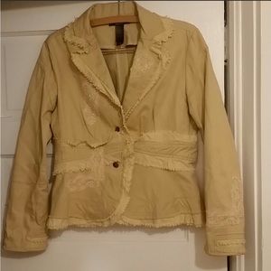 Bisou Bisou Tan Fancy Jacket Sz 14 EUC